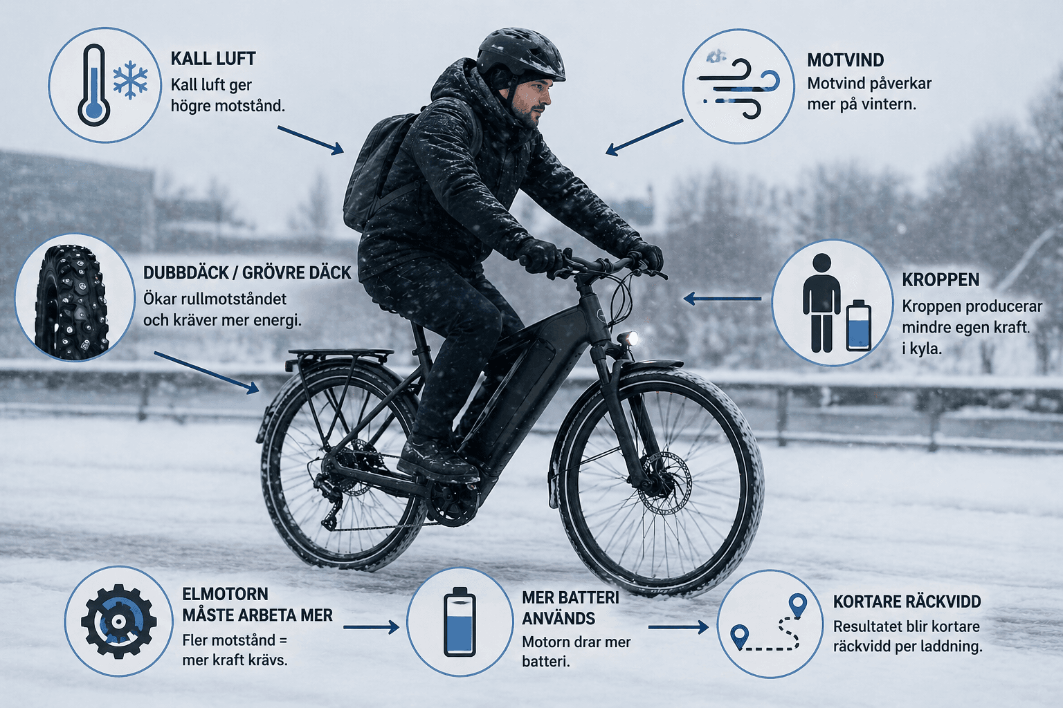 Elcykel i kyla – varför räckvidd och batteri påverkas