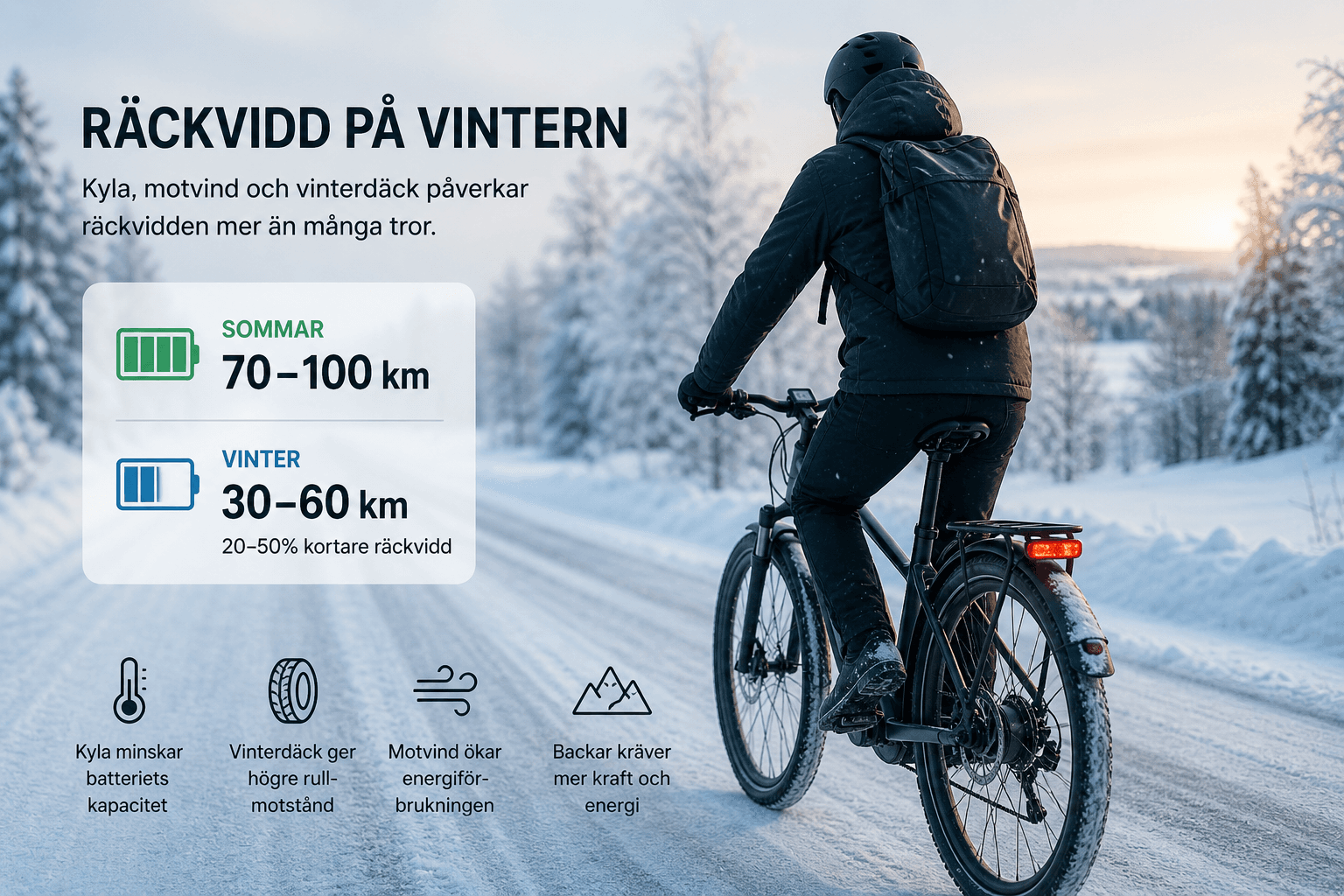 Elcykel i kallare väder och vinterförhållanden