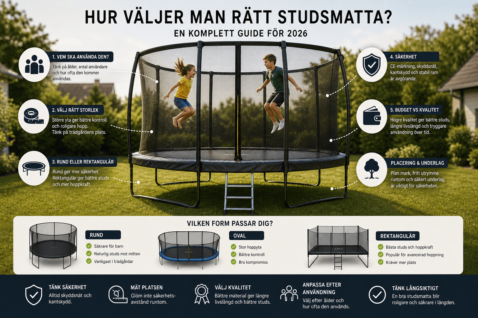 Studsmatta i trädgård – välja rätt modell för familjen